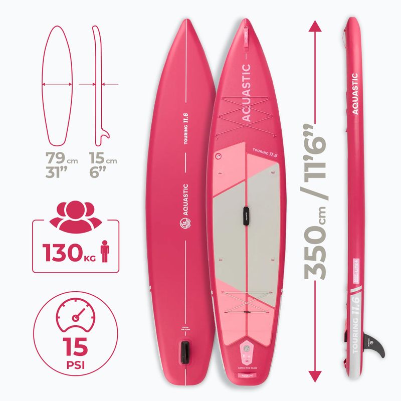 SUP AQUASTIC túradeszka 11'6" rózsaszínű 20