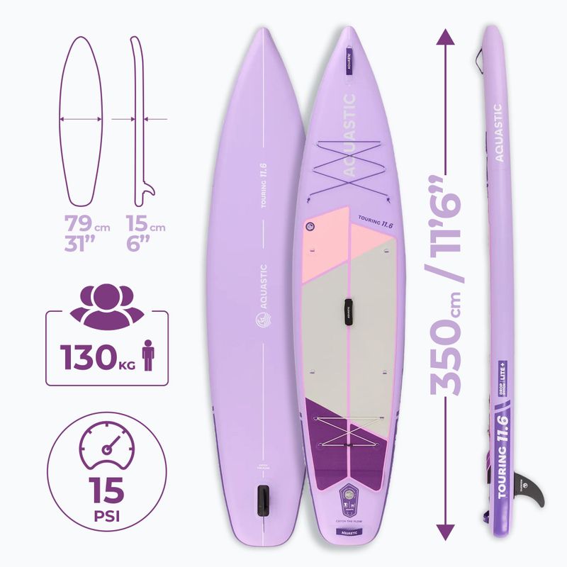 Felfújható SUP deszka szett AQUASTIC Touring 11'6" purple 20