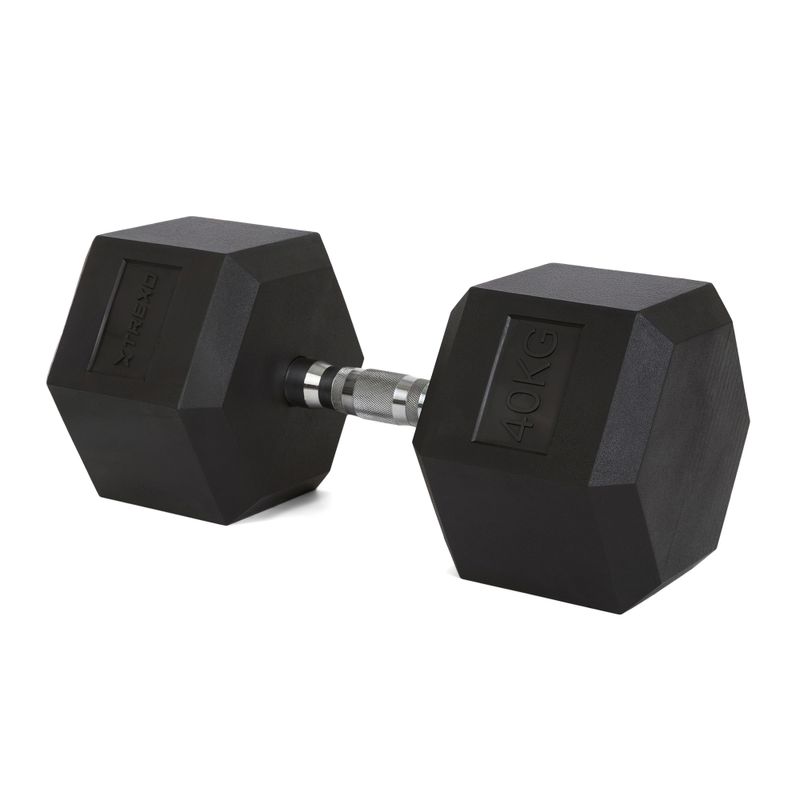 TREXO Hex 40 kg-os gumírozott súlyzók 5