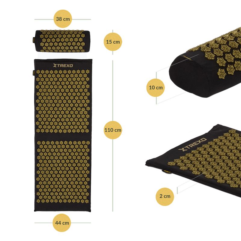 Akupresszúrás matrac XTREXO nagy, párnával TXO-B4Z005-BK fekete 3