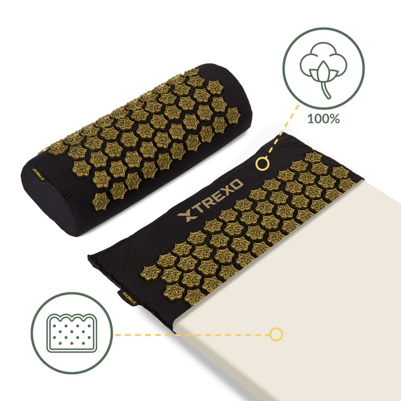 Akupresszúrás matrac XTREXO nagy, párnával TXO-B4Z005-BK fekete 12