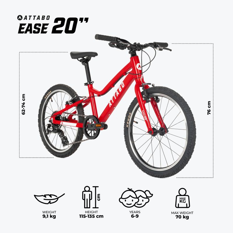 ATTABO EASE 20" gyermek kerékpár, piros 2