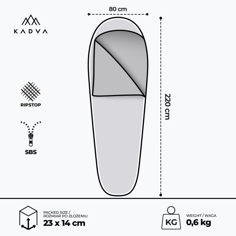 KADVA Light 600 L hálózsák bal szürke 3