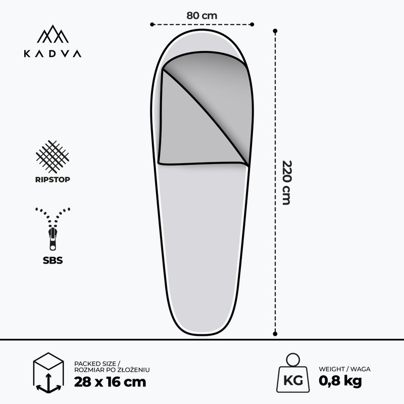 KADVA Light 800 L hálózsák bal szürke 3