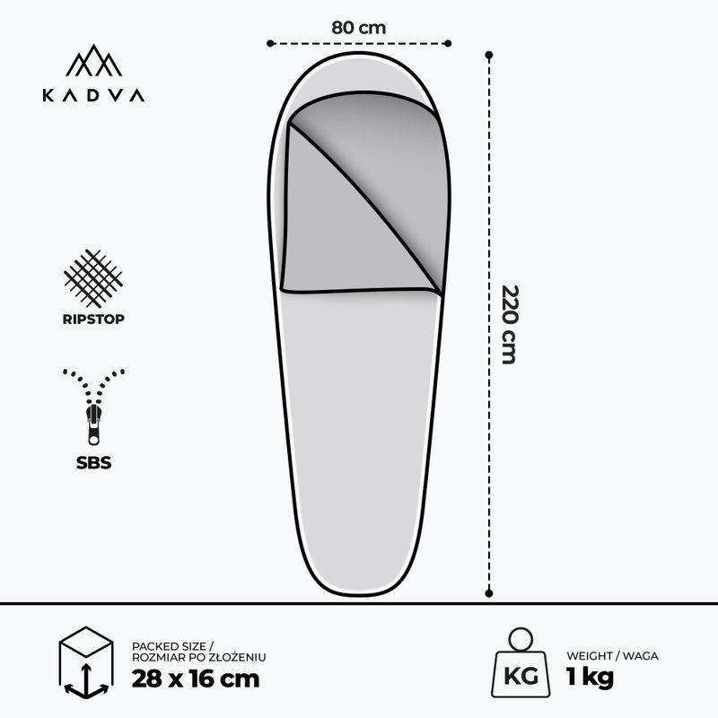KADVA Light 1000 L hálózsák bal szürke 3
