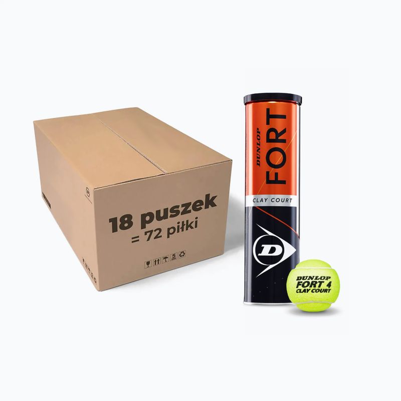 Dunlop Fort Clay Court teniszlabdák 4B 18 x 4 db sárga 601318