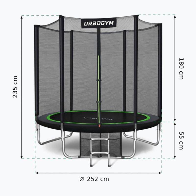 Urbogym Classic 252 cm-es kerti trambulin fekete 8FT 9