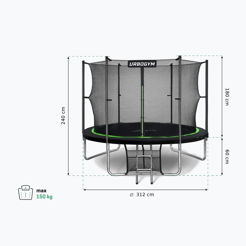 Urbogym Jumper 312 cm-es kerti trambulin fekete 10FT 7