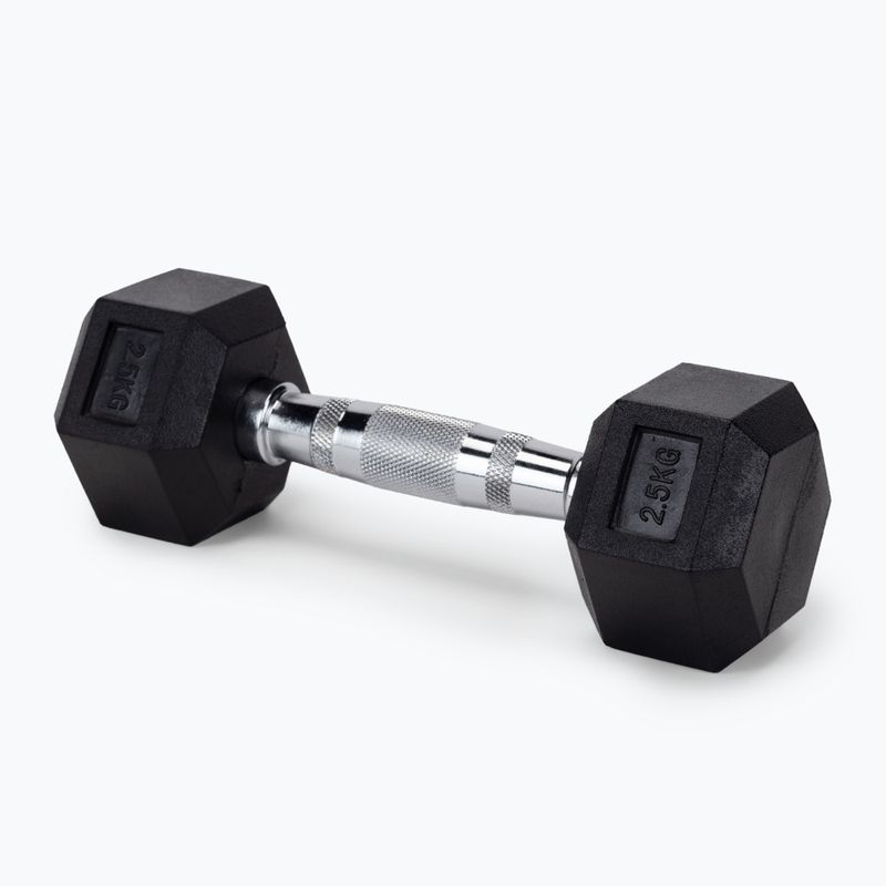 Bauer Fitness HEX 2,5 kg fekete AC-1701 gumírozott hatszögletű súlyzó Bauer Fitness HEX 2,5 kg fekete AC-1701