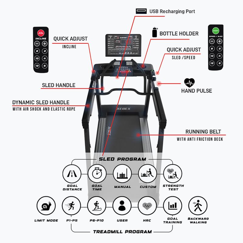 Elektromos futópad XEBEX SledTrac 6000 black 7