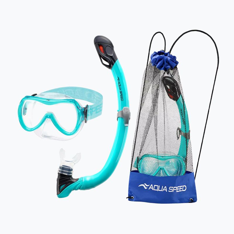 Gyerek búvárkészlet AQUA-SPEED Alize FS + Samos + Mesh türkiz