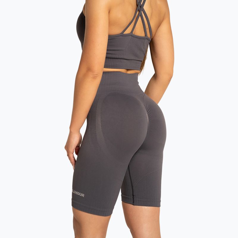 Spodenki bikery treningowe női Gym Glamour Push Up 2.0 dark silver 5