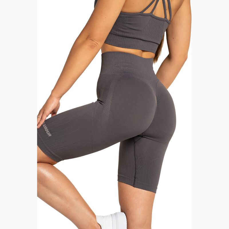 Spodenki bikery treningowe női Gym Glamour Push Up 2.0 dark silver 6