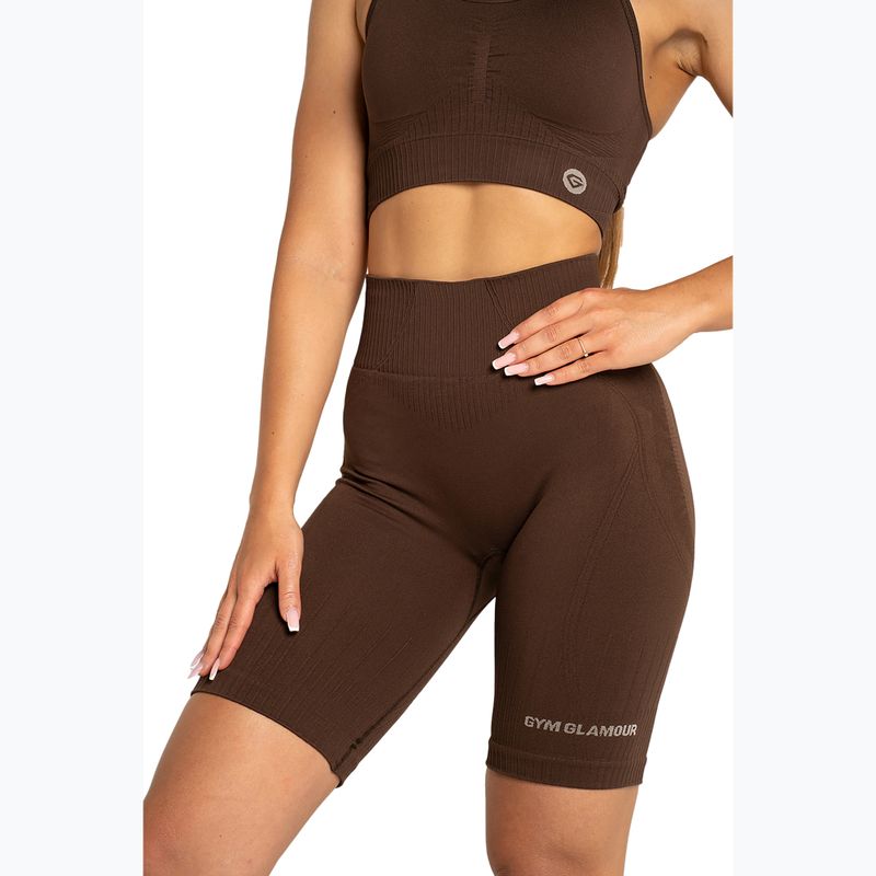 Spodenki bikery treningowe női Gym Glamour Push Up 2.0 dark chocolate