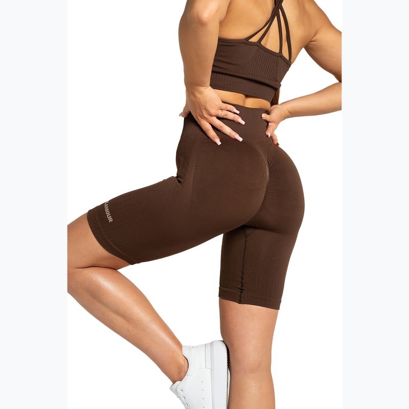 Spodenki bikery treningowe női Gym Glamour Push Up 2.0 dark chocolate 4