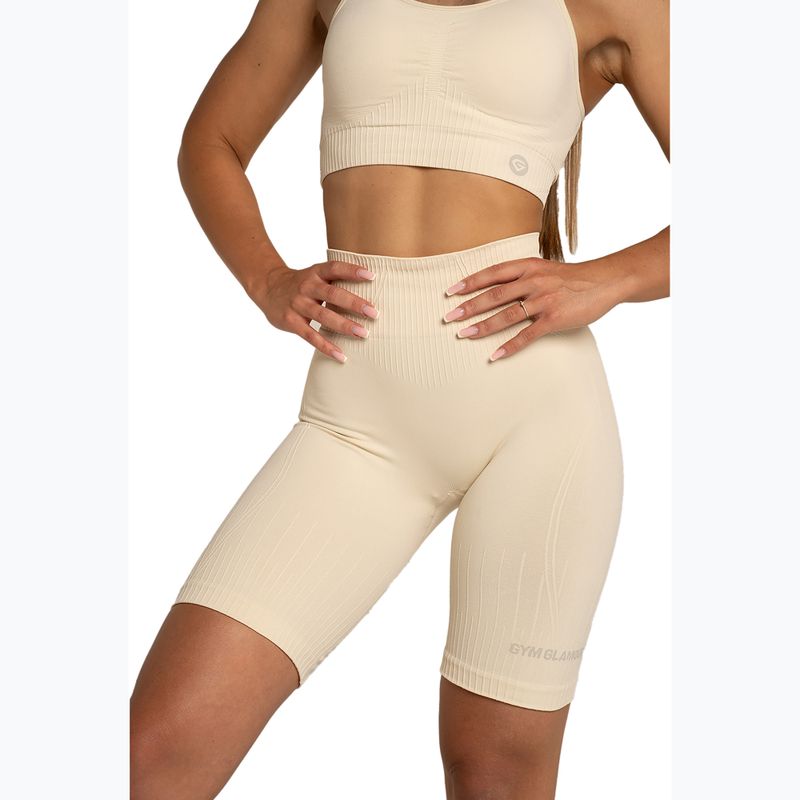 Spodenki bikery treningowe női Gym Glamour Push Up 2.0 nude