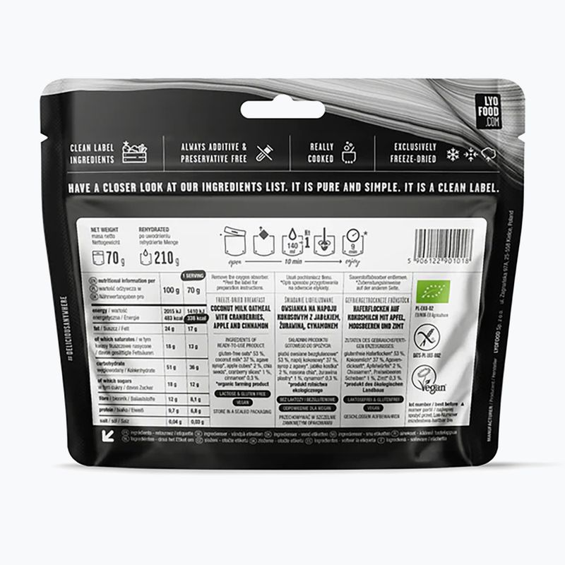 Liofilizált élelmiszer LYOFOOD Almás-fahéjas zabkása 210 g 2