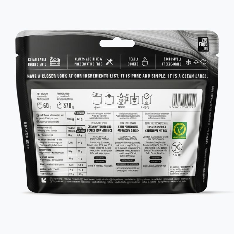 Liofilizált élelmiszer LYOFOOD Paradicsom krémleves 370 g 2