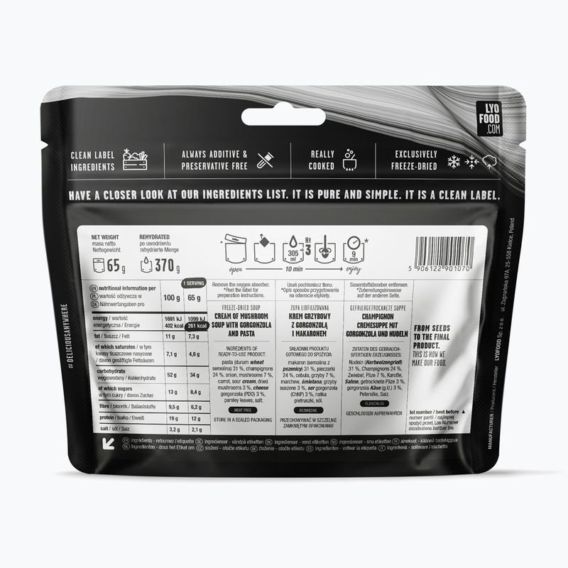 Liofilizált élelmiszer LYOFOOD Gombakrémleves 370 g 2