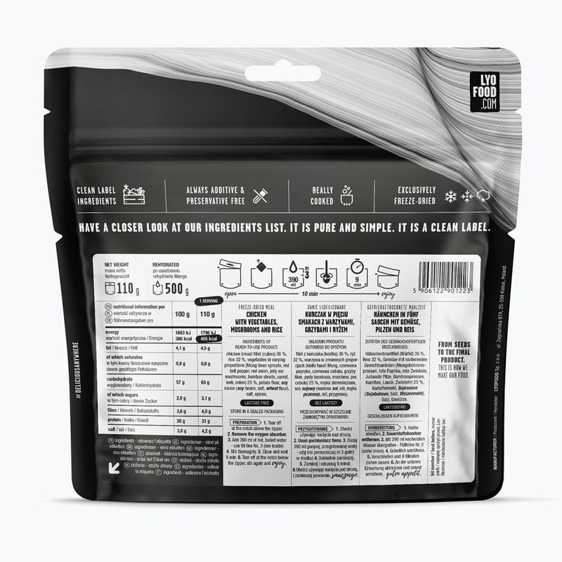 Liofilizált élelmiszer LYOFOOD Csirke öt ízben 500 g 2