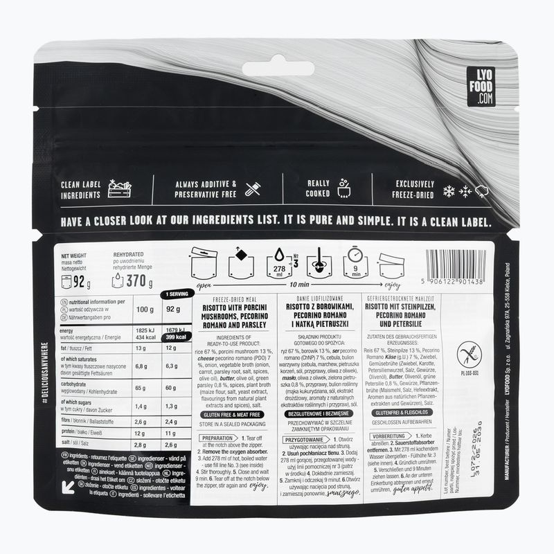 Fagyasztva szárított élelmiszer LYOFOOD Porcini mushroom risotto 92 g 2