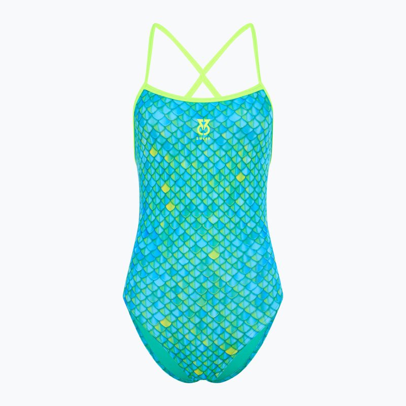 Női egyrészes fürdőruha SWEEP Aqua Hippos kék/sárga/zöld