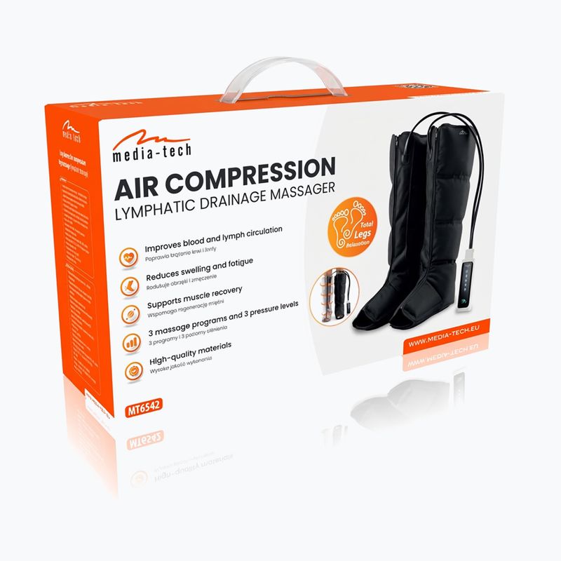 Nyirokmasszírozó lábakra Media-Tech Air Compression Lymphatic Drainage black 7