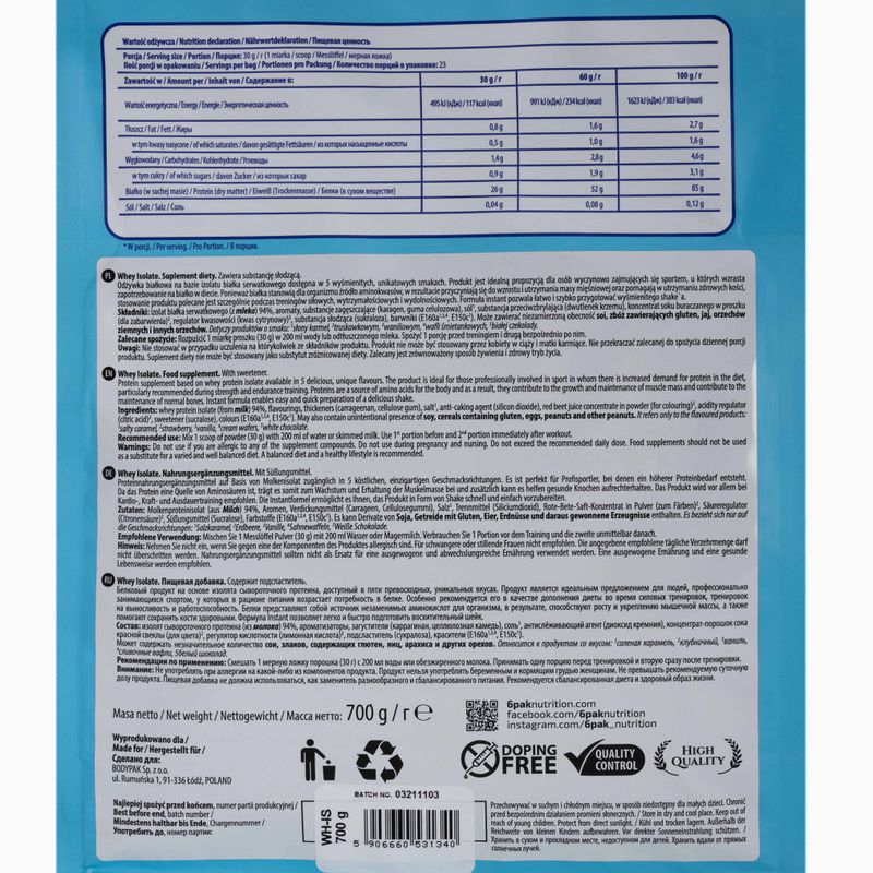 Tejsavó 6PAK izolátum 700g vanília PAK/049#WANIL 2
