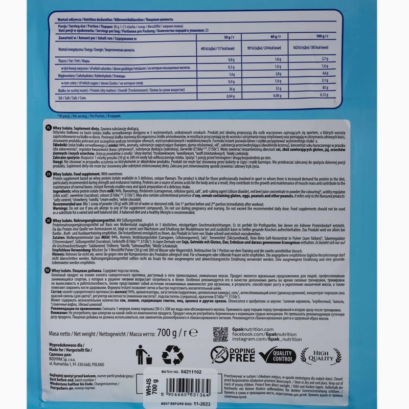 Tejsavó 6PAK izolátum 700g krém gofri PAK/049#WAF 2