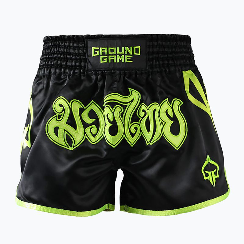 Férfi Ground Game Muay Thai Neon edző rövidnadrág fekete/zöld neon