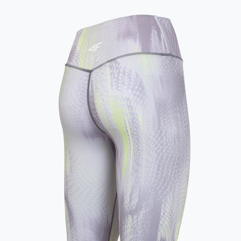 Női edző leggings 4F Solar Punk FNK F454 light yellow allover 10