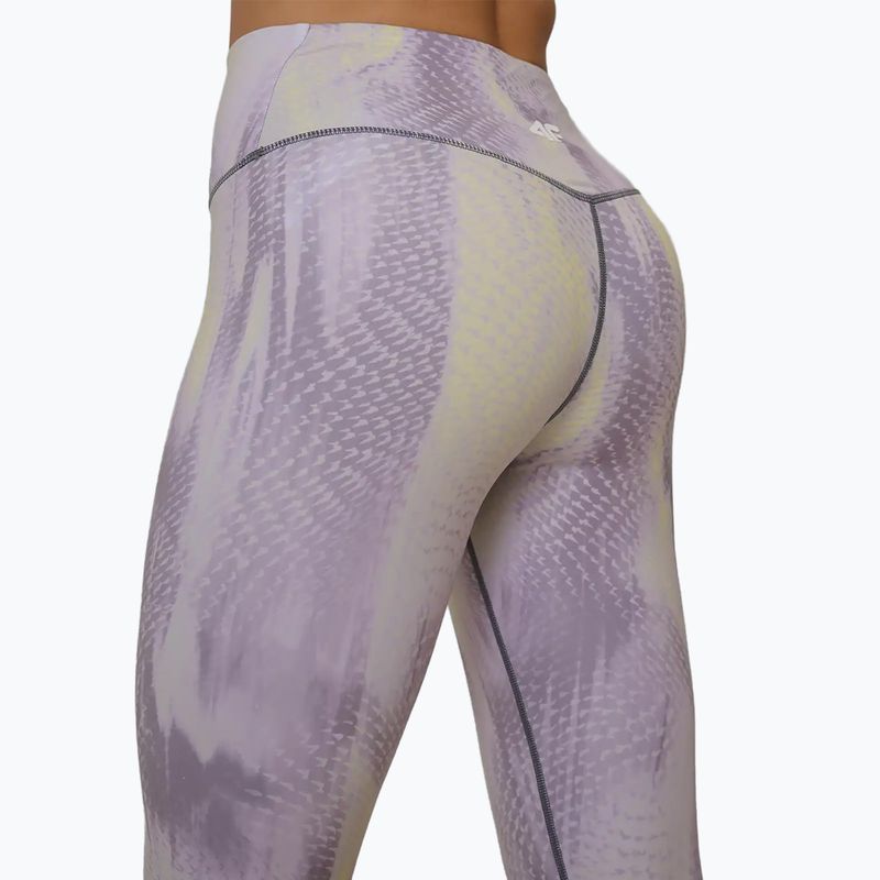 Női edző leggings 4F Solar Punk FNK F454 light yellow allover 6