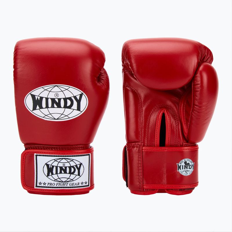 WINDY Classic valódi bőrből készült piros bokszkesztyű