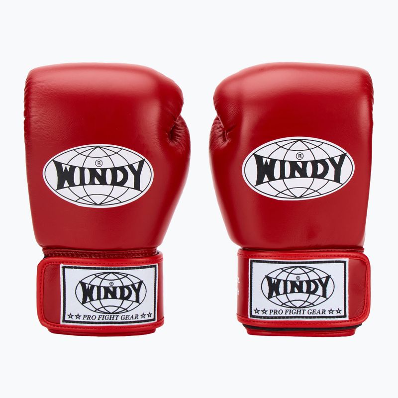 WINDY Classic valódi bőrből készült piros bokszkesztyű 2