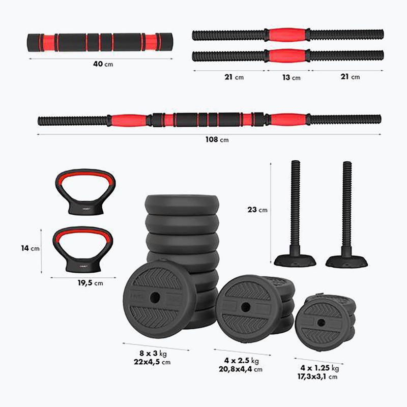Súlyzó készlet HMS SGN140 Pro Set 6w1 40 kg 2