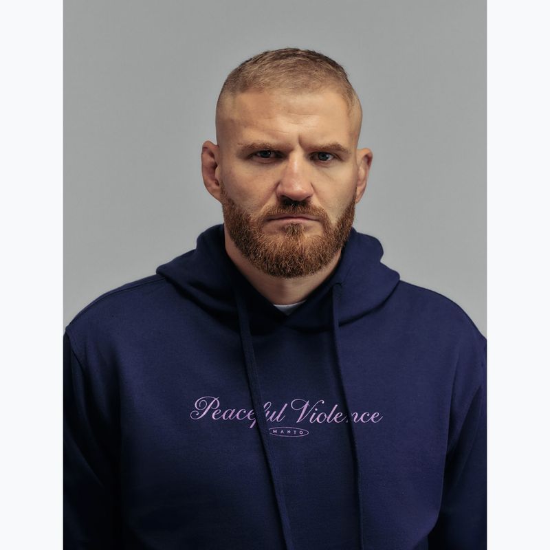 Férfi pulóver MANTO Peaceful Violence Hoody sötétkék 4