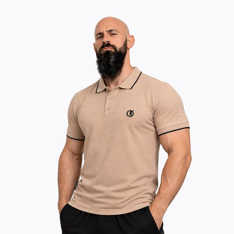 Férfi póló Octagon Legion Tipped Small Logo 3D Polo beige