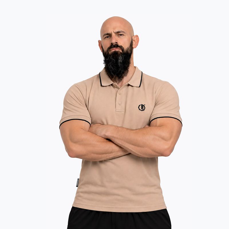Férfi póló Octagon Legion Tipped Small Logo 3D Polo beige 3