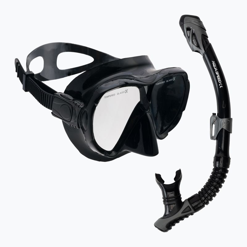 AQUA-SPEED Vanua + Borneo búvárszett maszk + sznorkel fekete 610