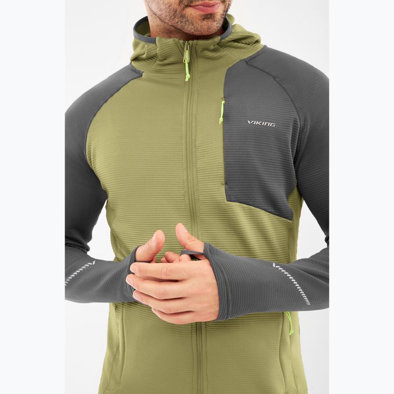Férfi trekking pulóver Viking Birger Hoodie olive/dark grey 4