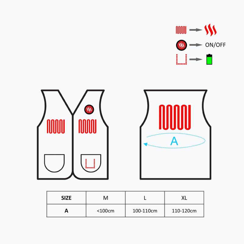 Glovia gyapjú fűthető mellény GV1 fekete 6