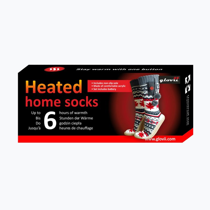 Glovii GOB fehér/piros/szürke fűthető mamusz 2x 3350mAh akkumulátor, USB töltőkábel 16