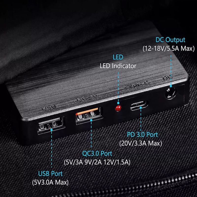 PowerNeed ES-100 100W-os napelemes töltő fekete színben 4