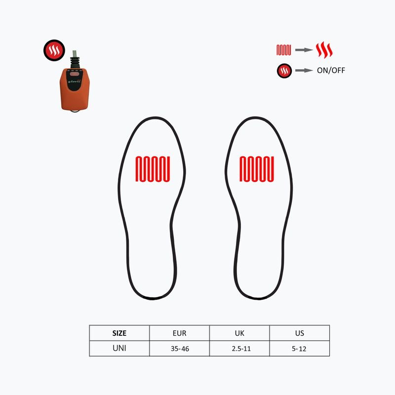 Glovii GW4U fűtött sícipőbetétek fekete/vörös 9