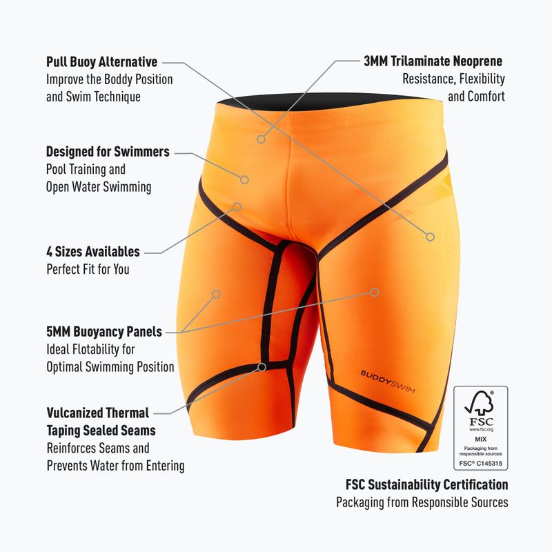 BuddySwim Floating Trilaminate Warmth neoprén rövidnadrág 5/3 mm narancssárga 3