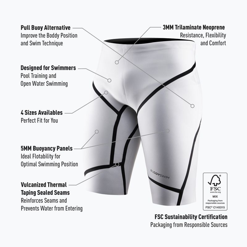 BuddySwim Floating Trilaminate Warmth neoprén rövidnadrág 5/3 mm fehér 3