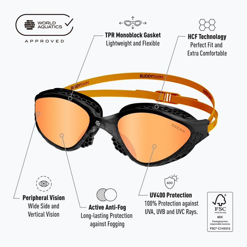 Úszószemüveg BuddySwim Ozean black/orange/orange 8