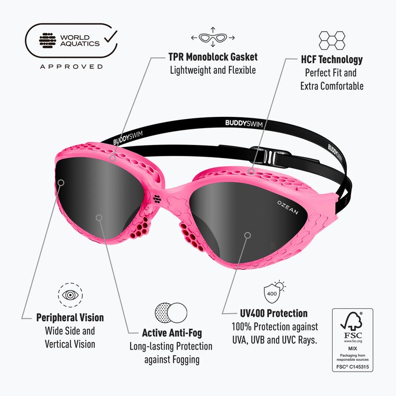 Úszószemüveg BuddySwim Ozean pink/black/smoke 7