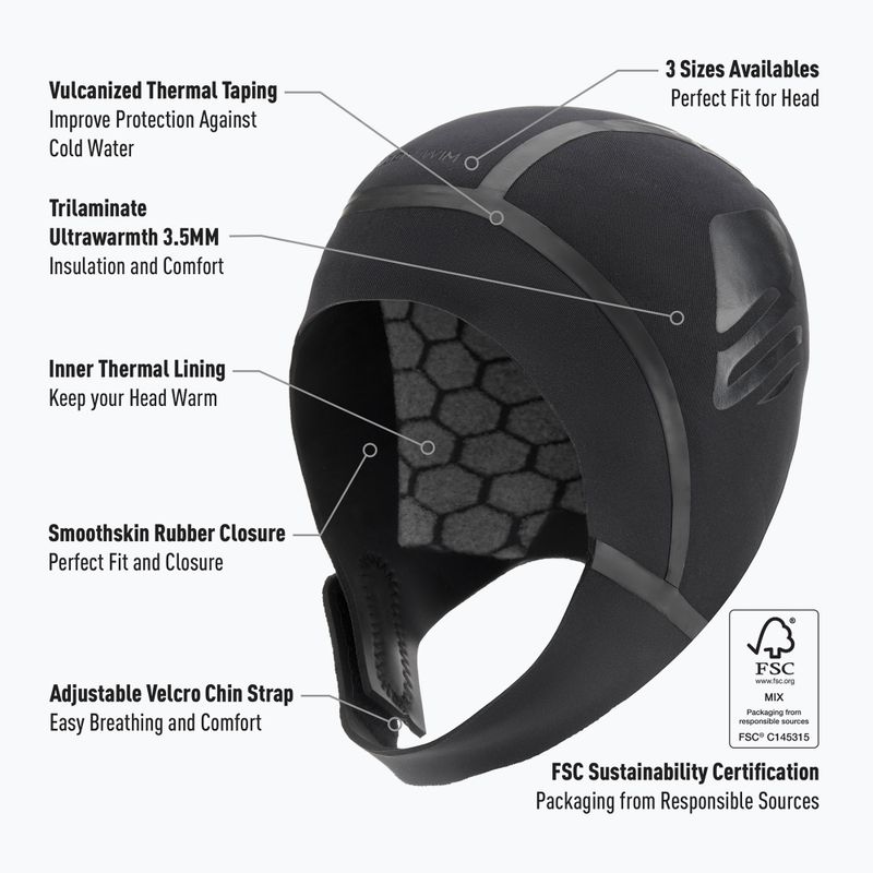 Neoprén sapka BuddySwim Ultra Warmth 3.5 mm black 3