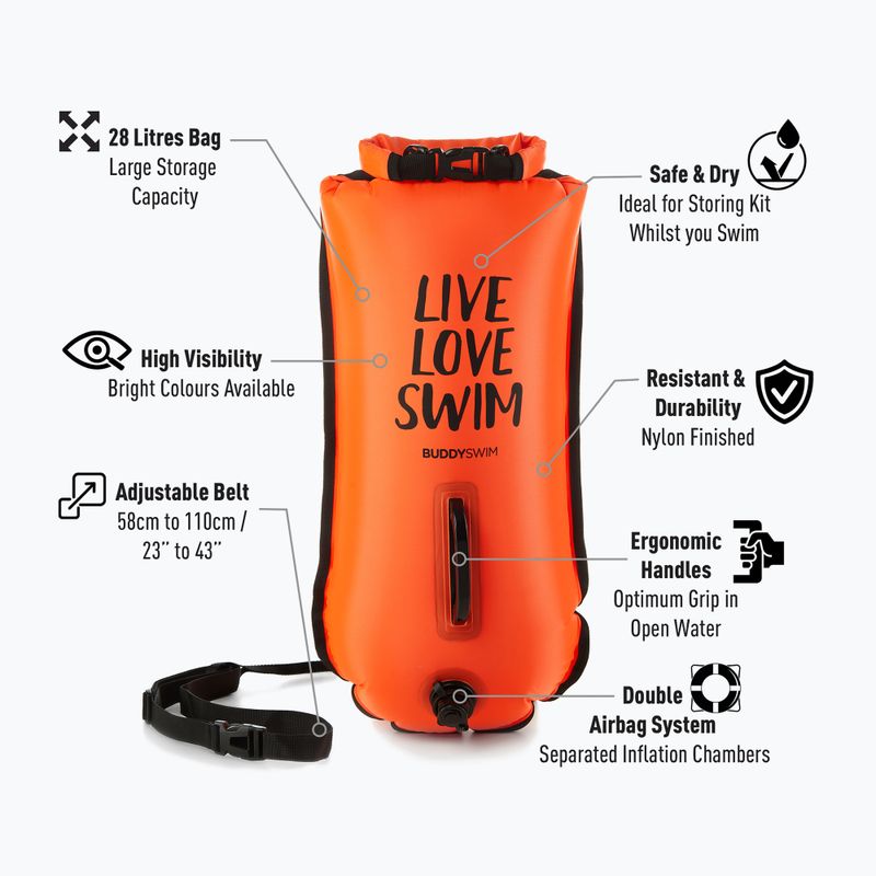 BuddySwim LLS szárazzsák rögzítőbója 28 l narancssárga 2